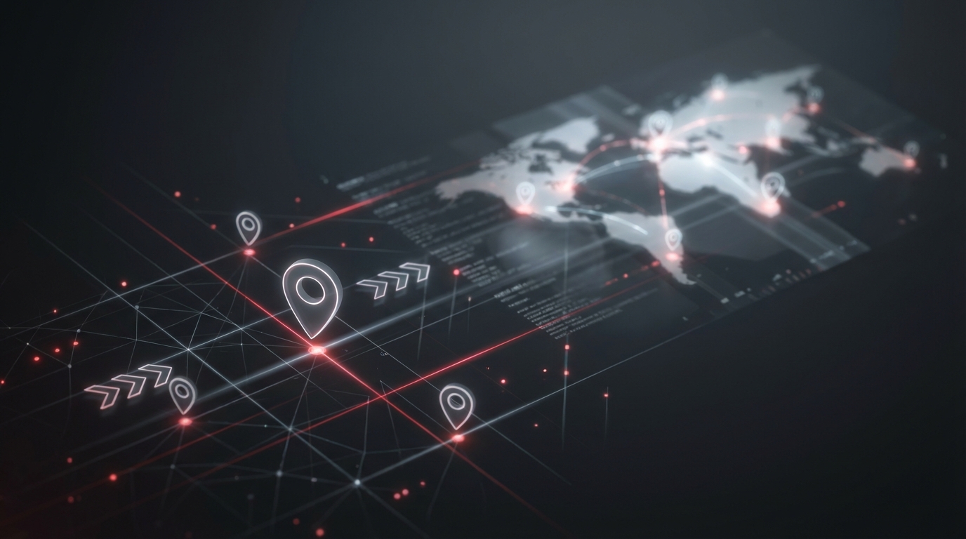 como escolher rastreamento veicular - mapa digital com rotas conectadas e pontos de rastreamento veicular em tempo real